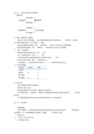 现代心理与教育统计学复习资料讲解