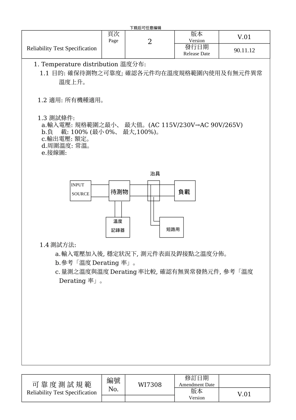 开关电源可靠度试验测试规范模板_第2页