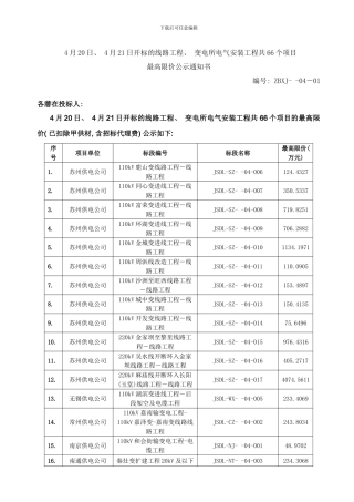 开标的线路工程变电所电气安装工程共样本