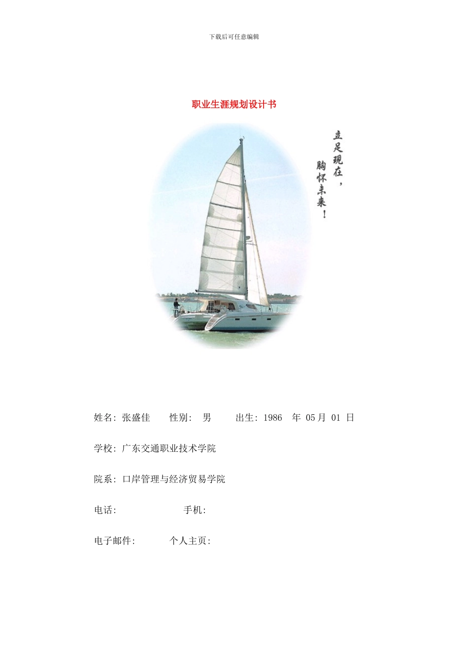 张盛佳职业规划设计书样本_第1页
