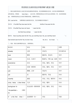 现在完成时语法详细讲解
