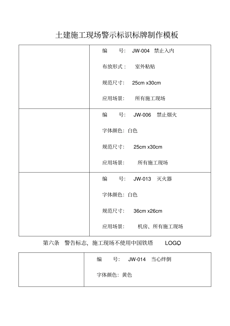 现场安全标识牌制作模板_第1页