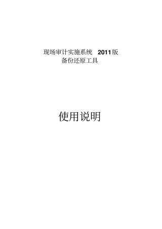 现场审计实施系统2011版备份还原工具使用说明分析