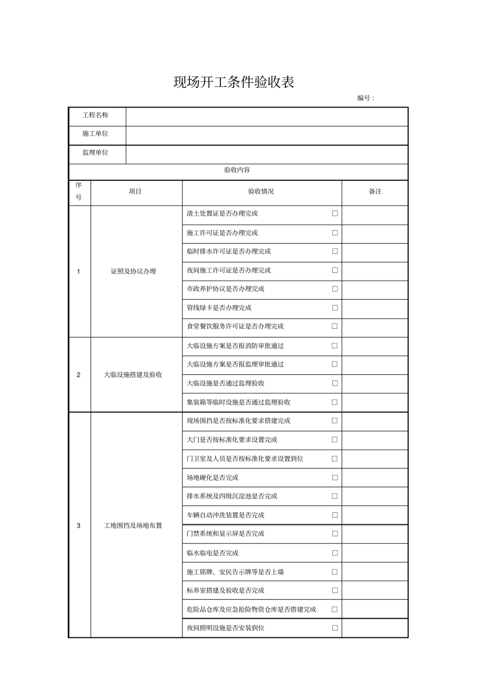 现场开工条件验收表_第1页