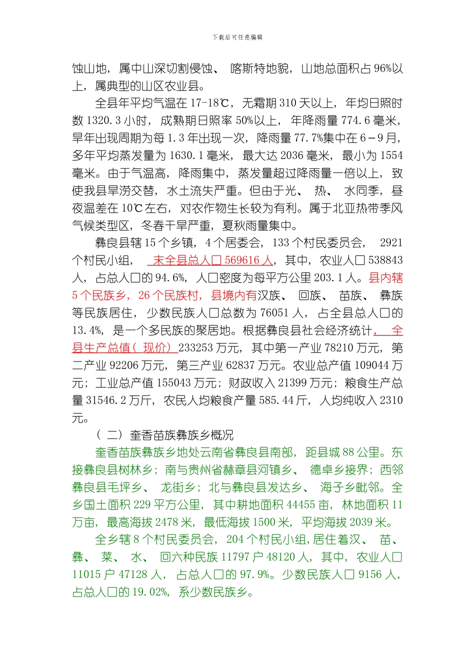 彝良县奎香苗族彝族乡经济社会发展规划模板_第2页