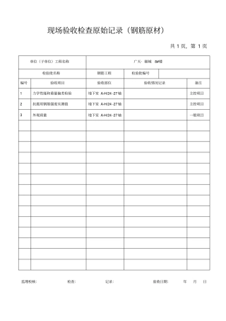 现场验收检查原始记录