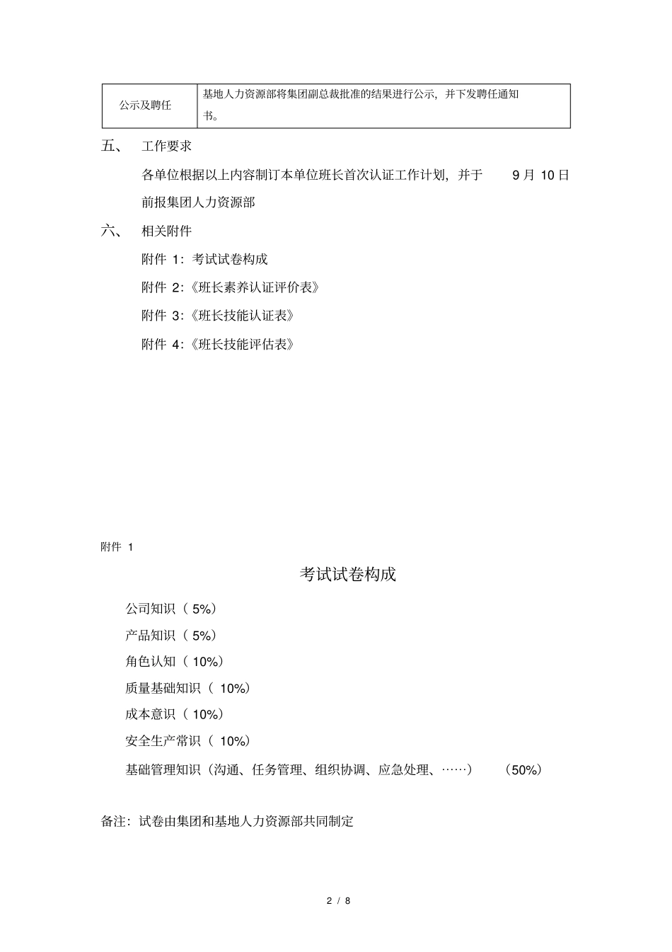 现有班长首次能力等级认证方案汇总_第2页