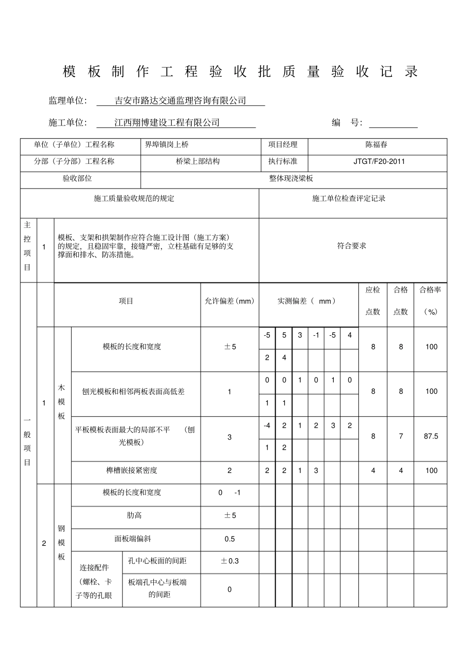 现浇梁板验收表_第1页