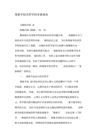 现象学技术哲学的多重视角-精选文档