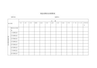 现金采购支出预算表模板