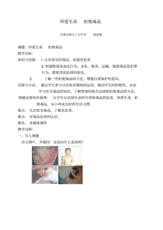 珍爱生命拒绝毒品教学设计及反思