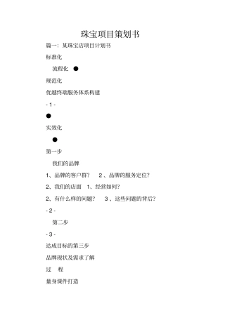 珠宝项目策划书