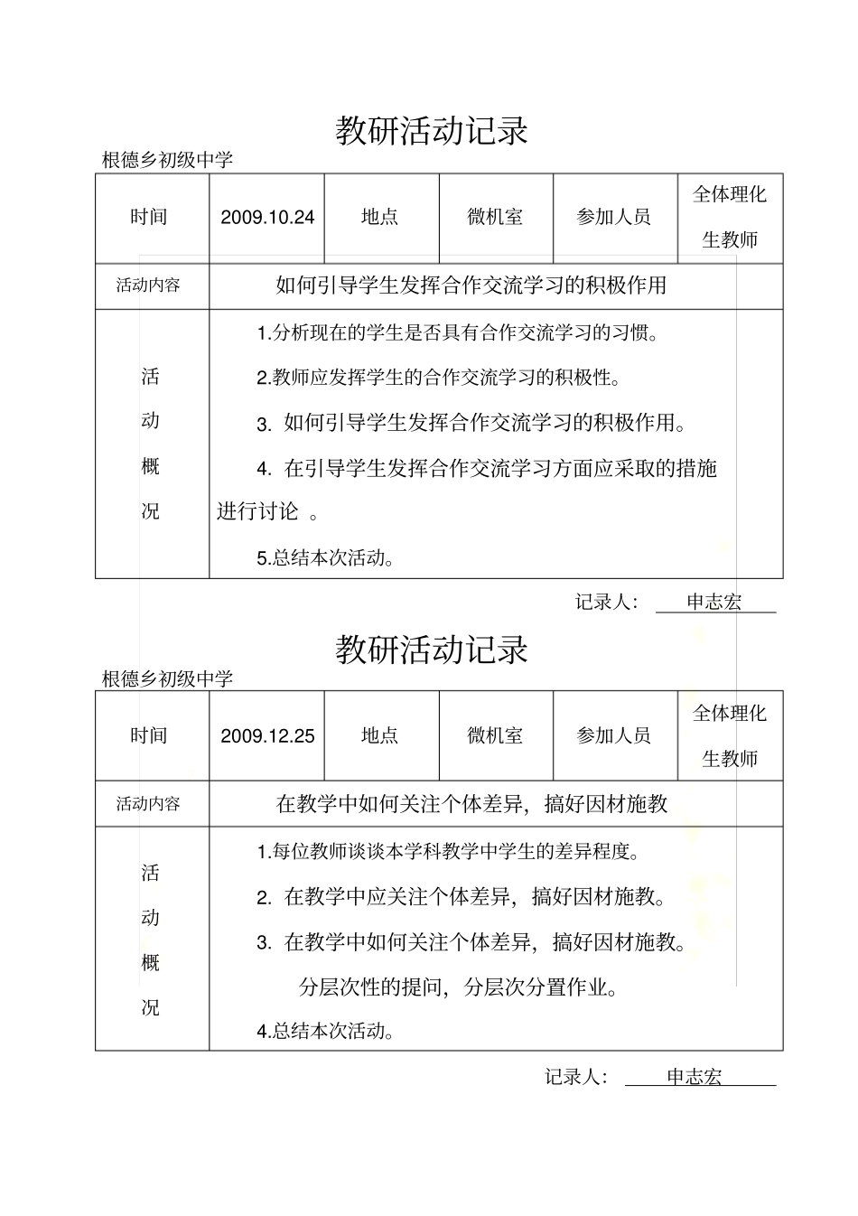 理化生教研活动记录_第2页