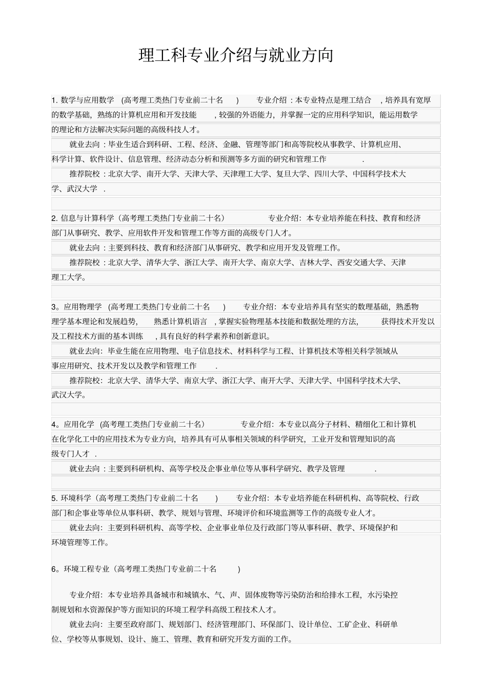 理工科专业介绍与就业方向_第1页