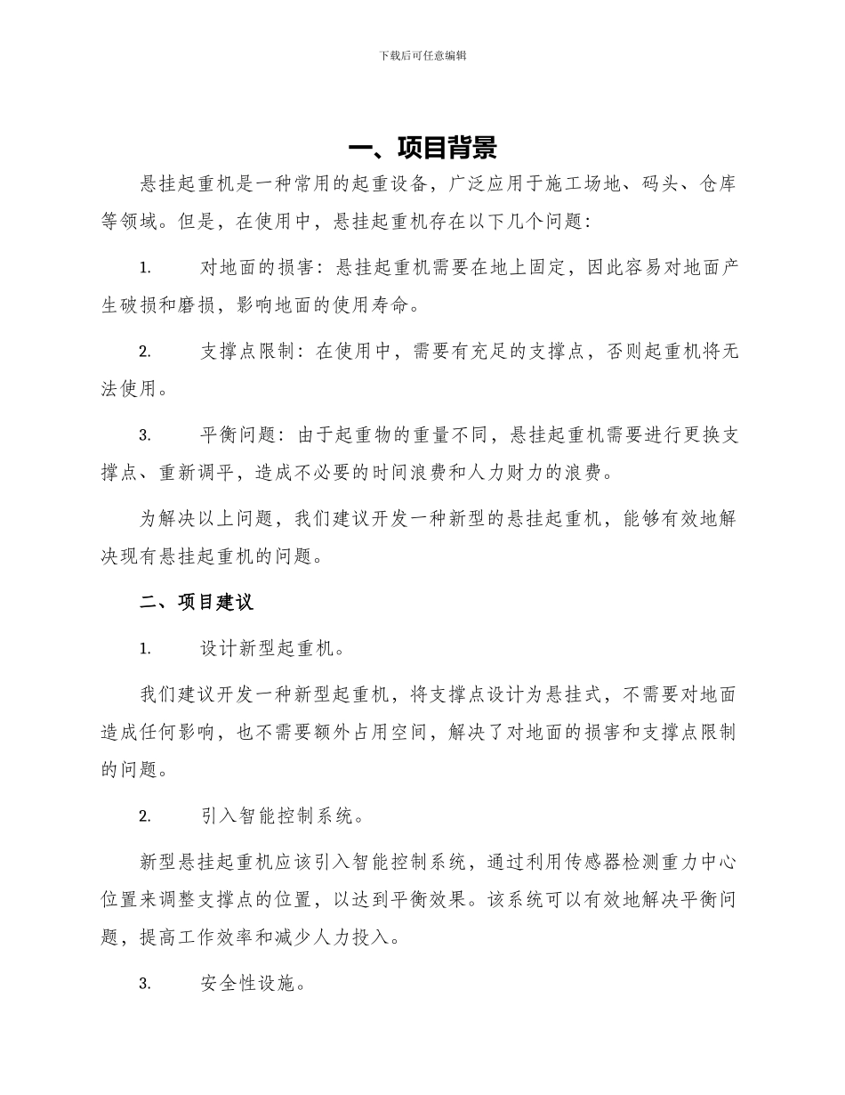 悬挂起重机项目建议书_第1页