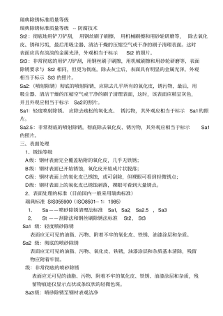 瑞典除锈标准质量等级