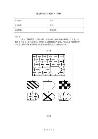 瑞文推理测验SPM