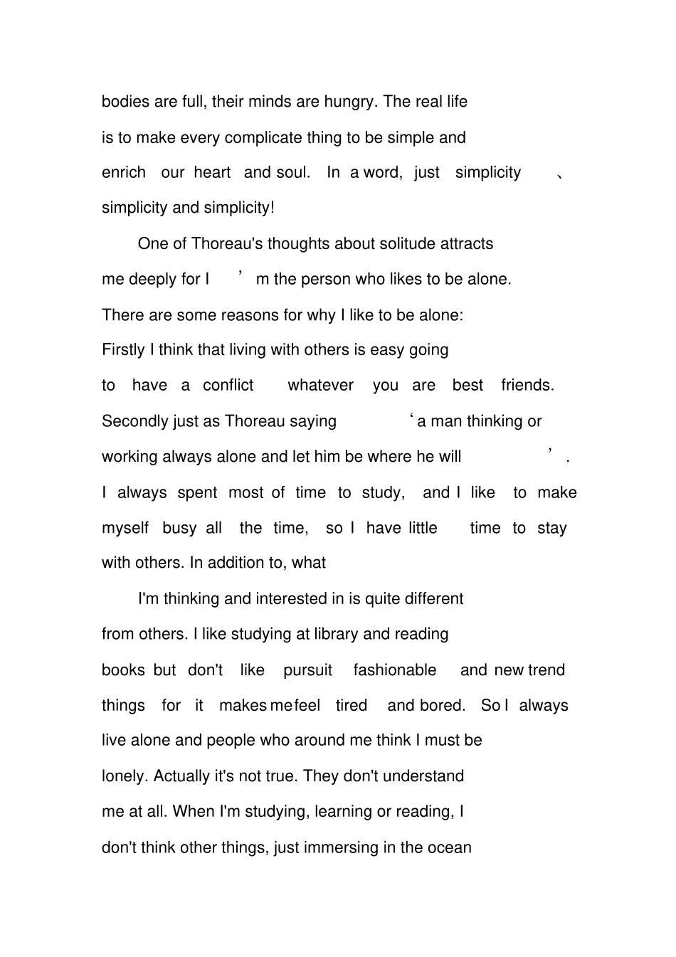 瓦尔登湖英文读后感_第3页