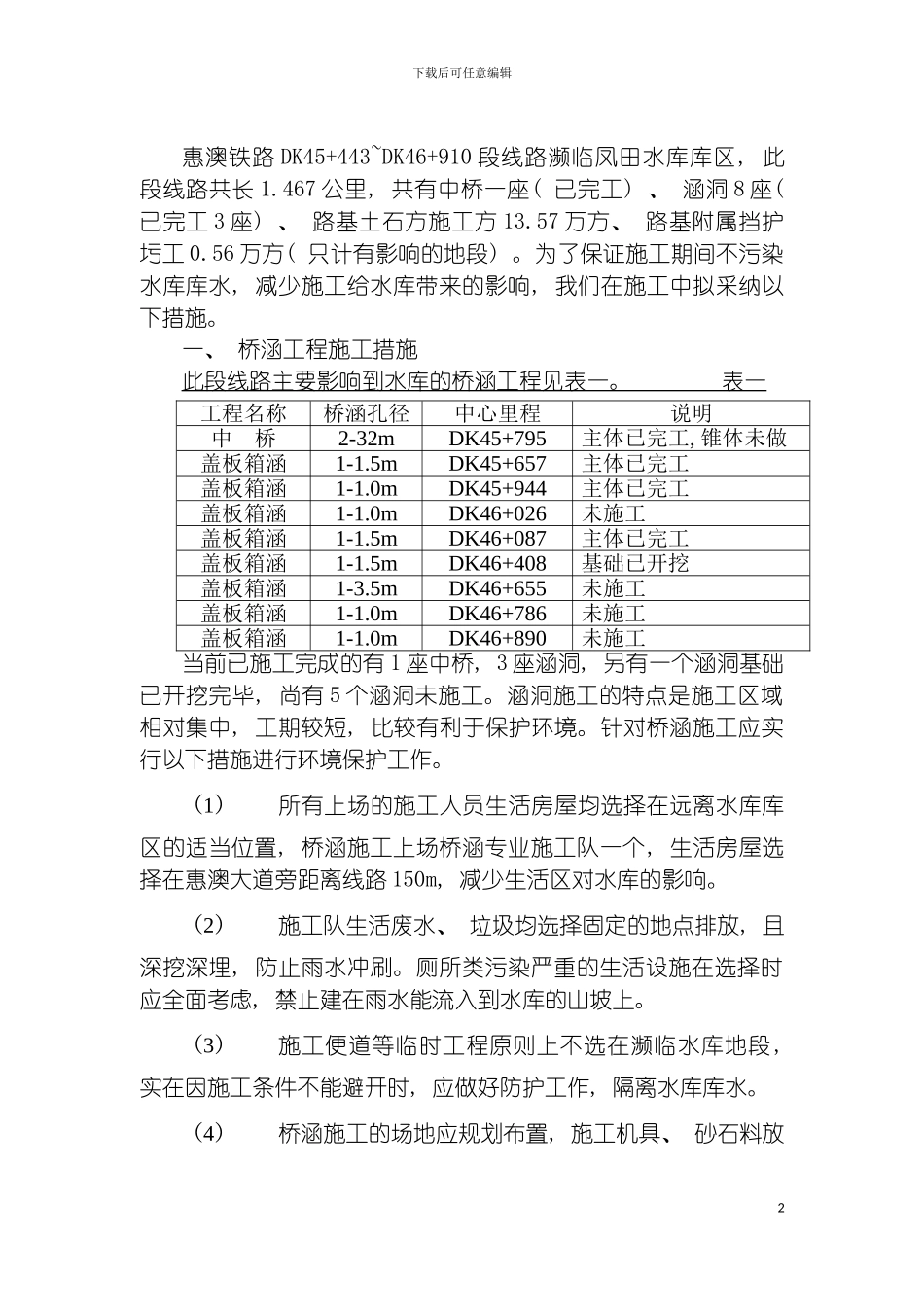 惠澳铁路濒临水库段路基工程措施工组织设计模板_第2页