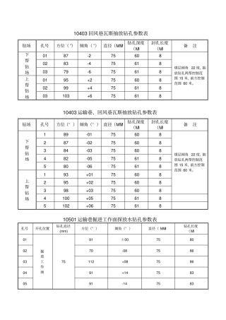 瓦斯抽放钻孔参数表