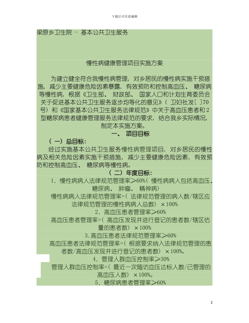 慢性病健康管理项目实施方案模板_第2页