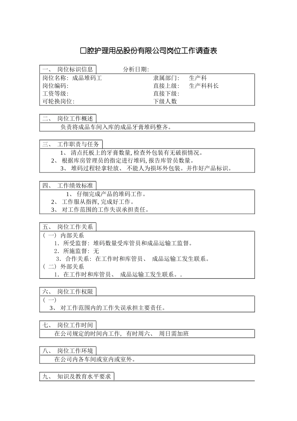 成品堆码工岗位说明书模板_第2页