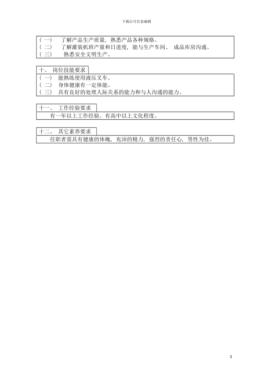 成品堆码工岗位说明书模板_第3页