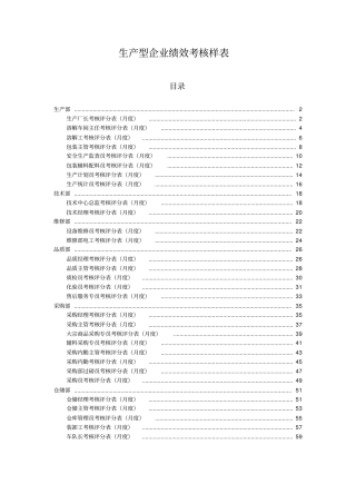 生产型企业绩效考核样表