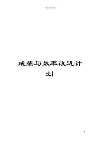 成绩与效率改进计划模板