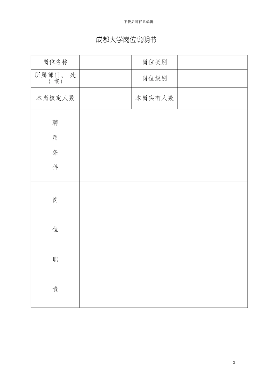 成都大学岗位说明书模板_第2页