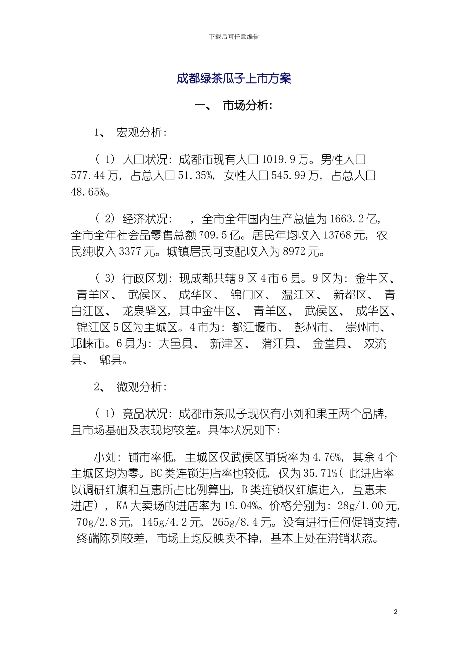 成都绿茶瓜子上市方案模板_第2页