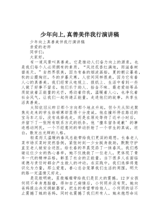 少年向上,真善美伴我行演讲稿