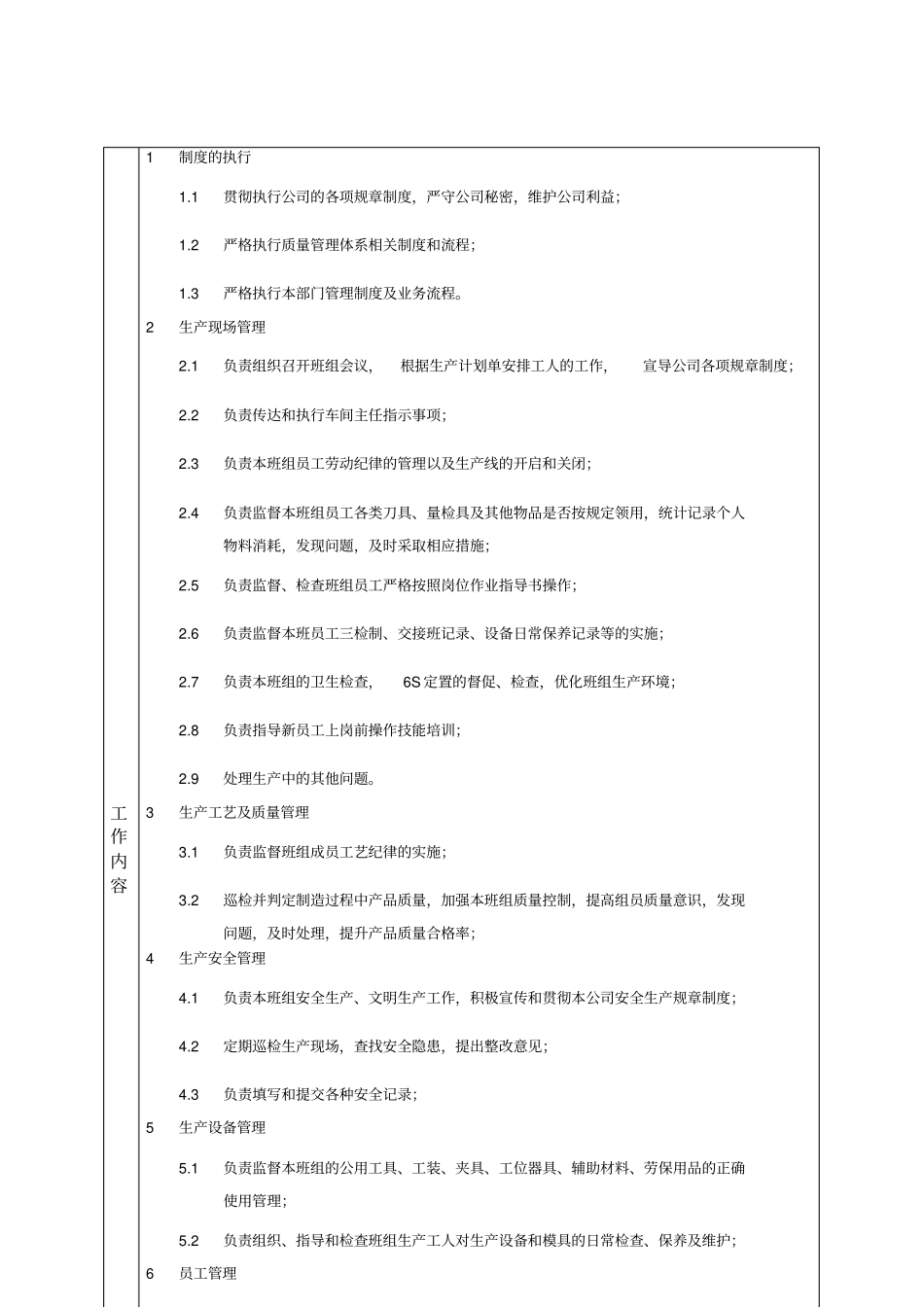 生产班组长岗位工作说明书岗位职责_第2页