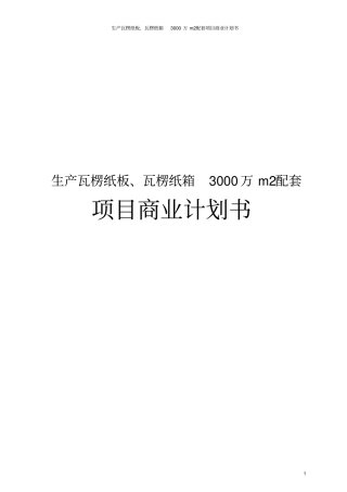 生产瓦楞纸板、瓦楞纸箱3000万m2配套项目商业计划书