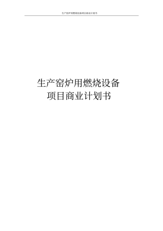 生产窑炉用燃烧设备项目商业计划书