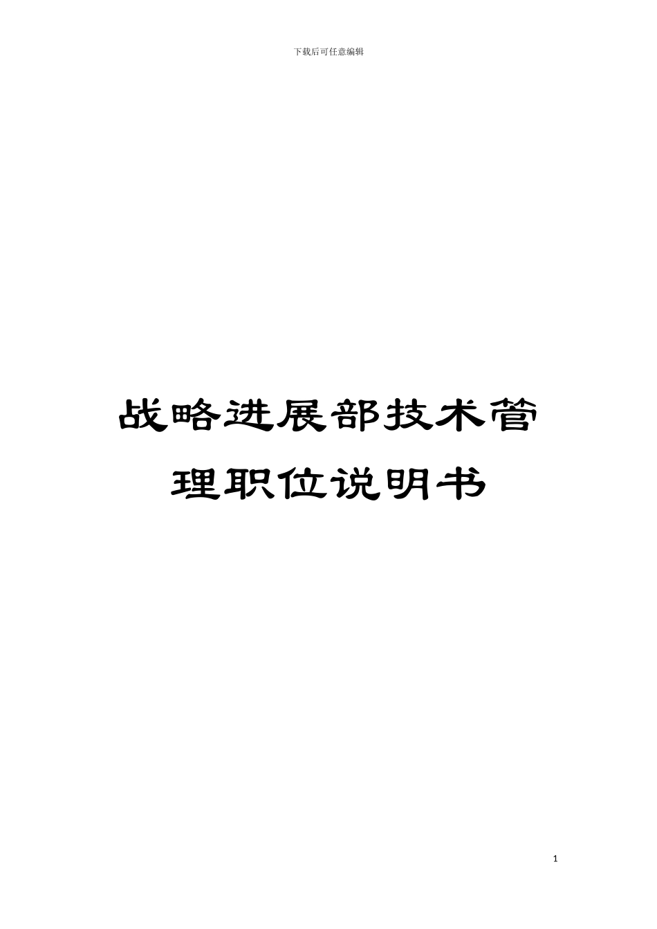 战略发展部技术管理职位说明书模板_第1页