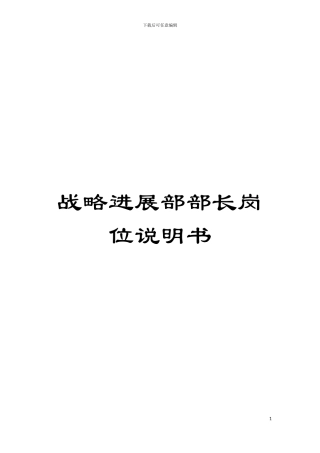 战略发展部部长岗位说明书模板