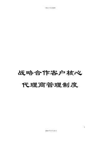 战略合作客户核心代理商管理制度