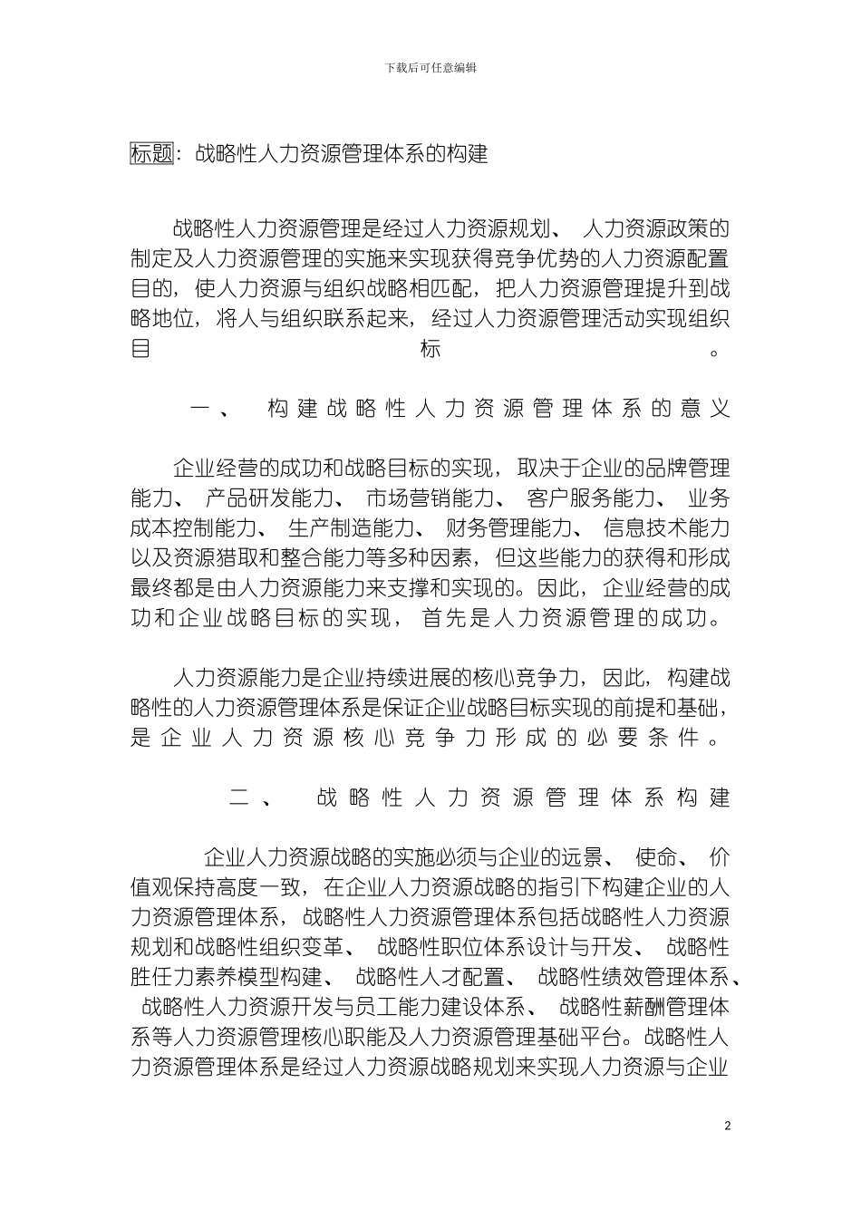 战略性人力资源管理体系的构建模板_第2页