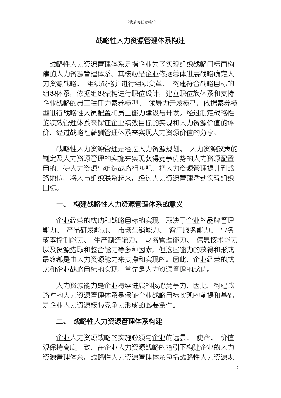 战略性人力资源管理体系构建模板_第2页