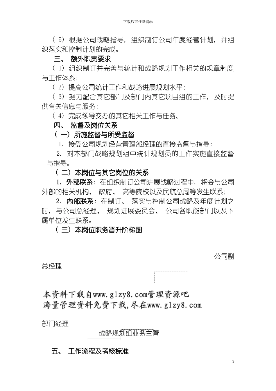 战略规划组主管工作说明书模板_第3页