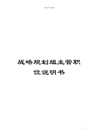 战略规划组主管职位说明书模板