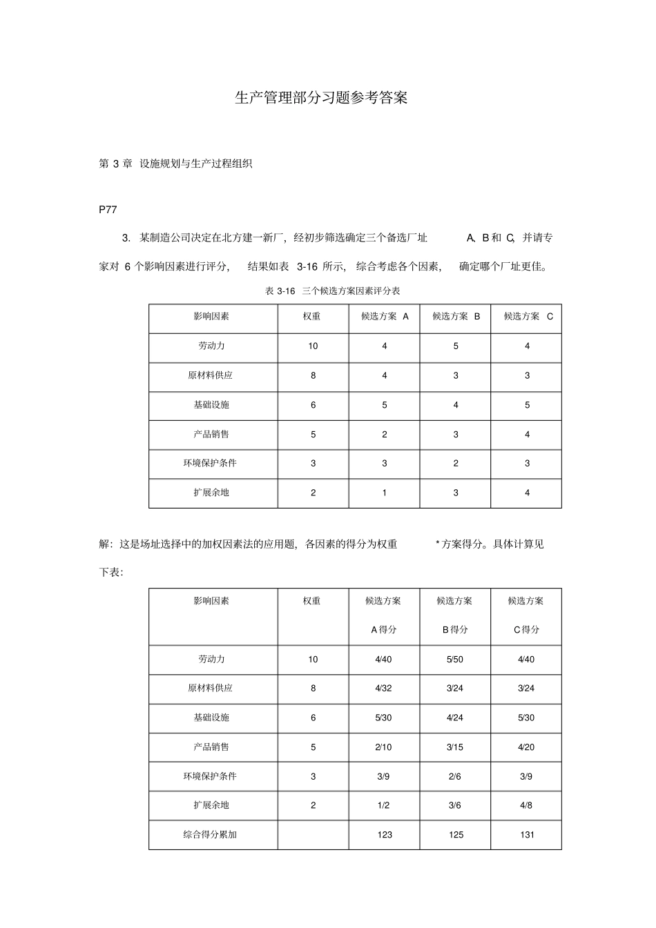 生产管理部分习题参考答案_第1页