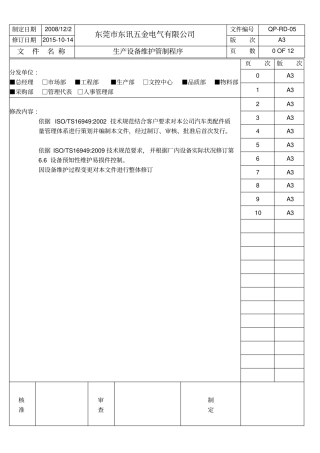 生产设备维护管制程序资料