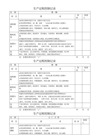 生产过程控制记录