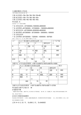 生产运作管理计算题