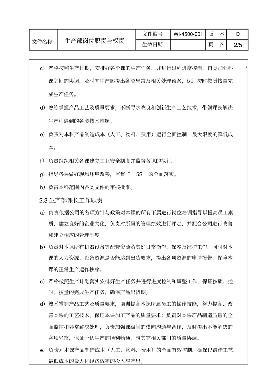 生产部岗位职责与权限_第2页