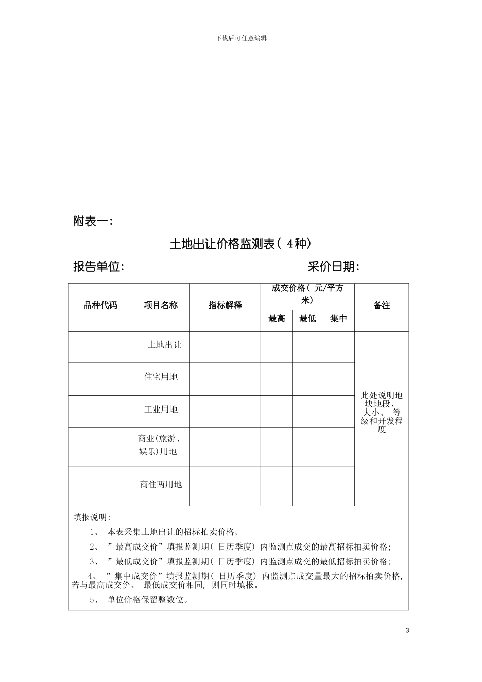 房地产价格监测报告制度附件六模板_第3页