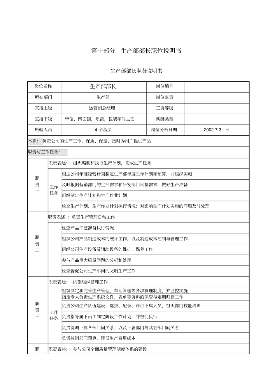 生产部部长职位说明书_第1页