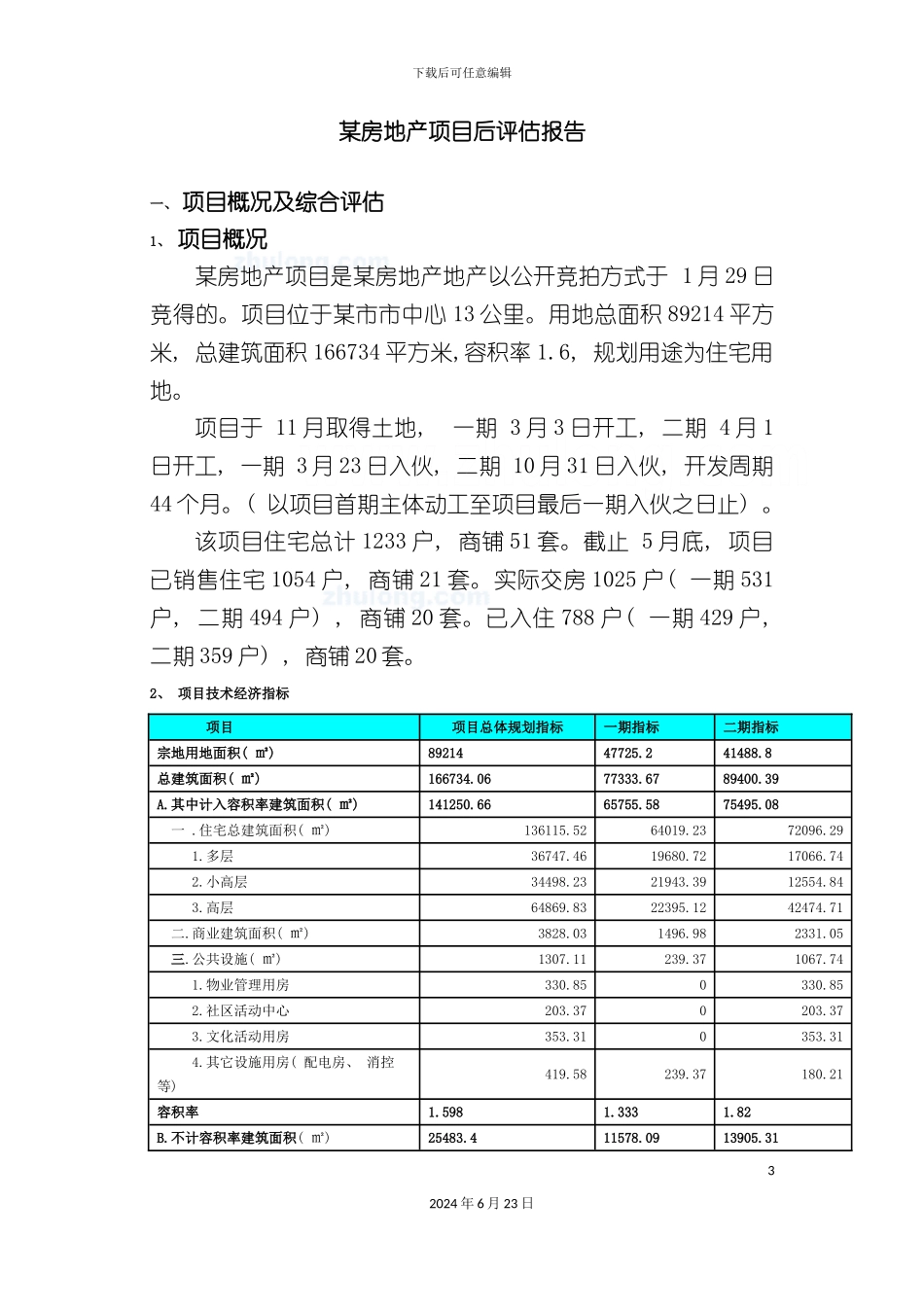 房地产开发项目后评估报告_第3页